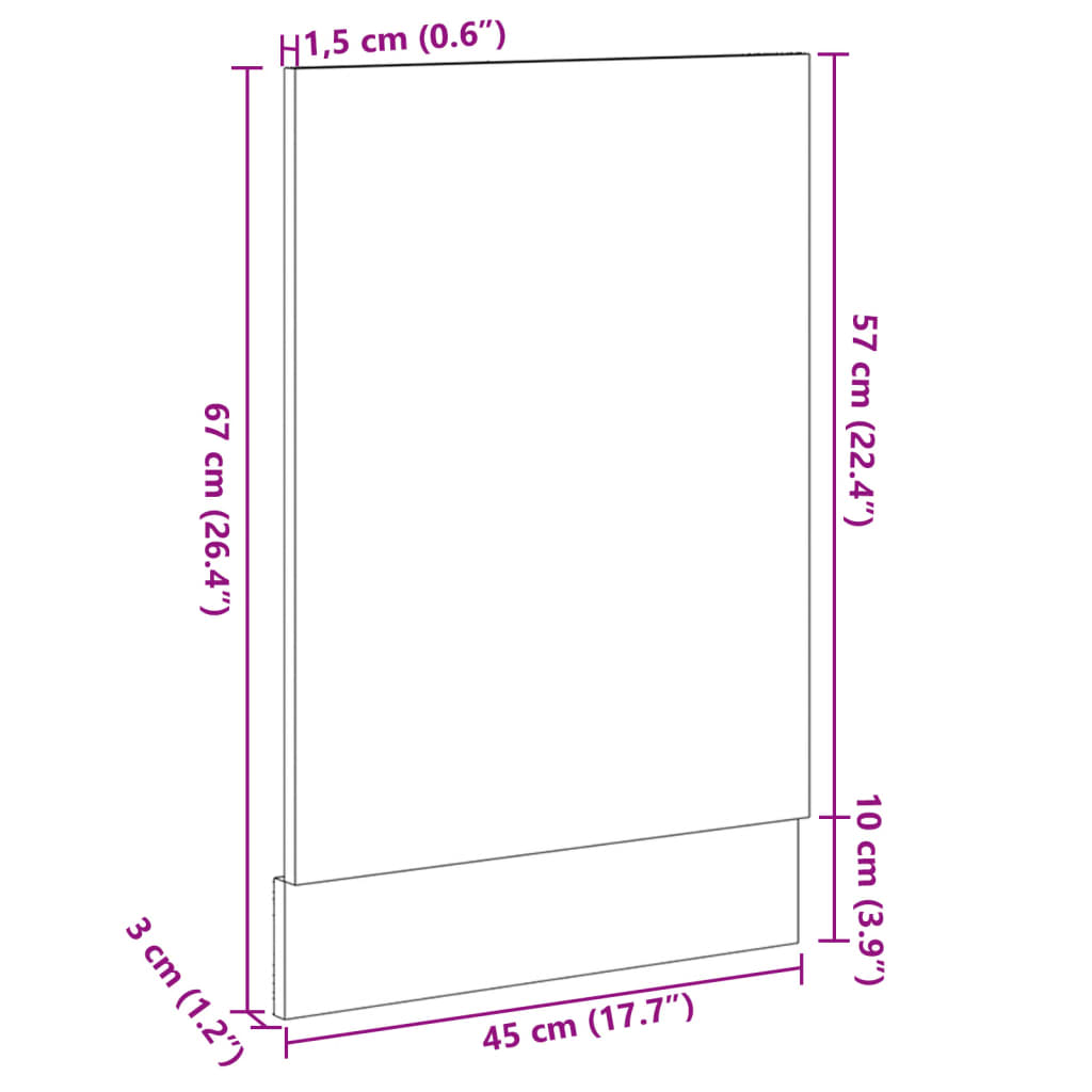 Front för diskmaskin sonoma-ek 45x3x67 cm konstruerat trä