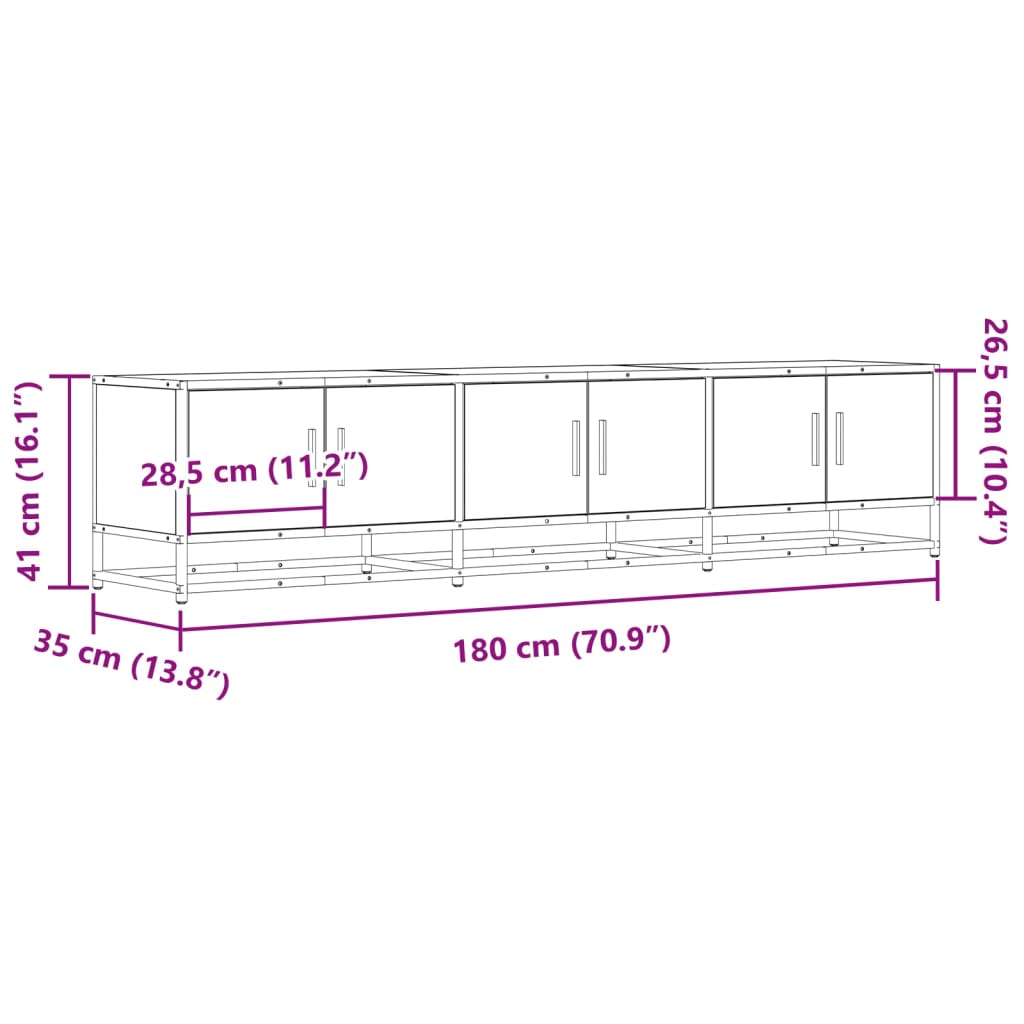 Tv-bänk sonoma-ek 180x35x41 cm konstruerat trä