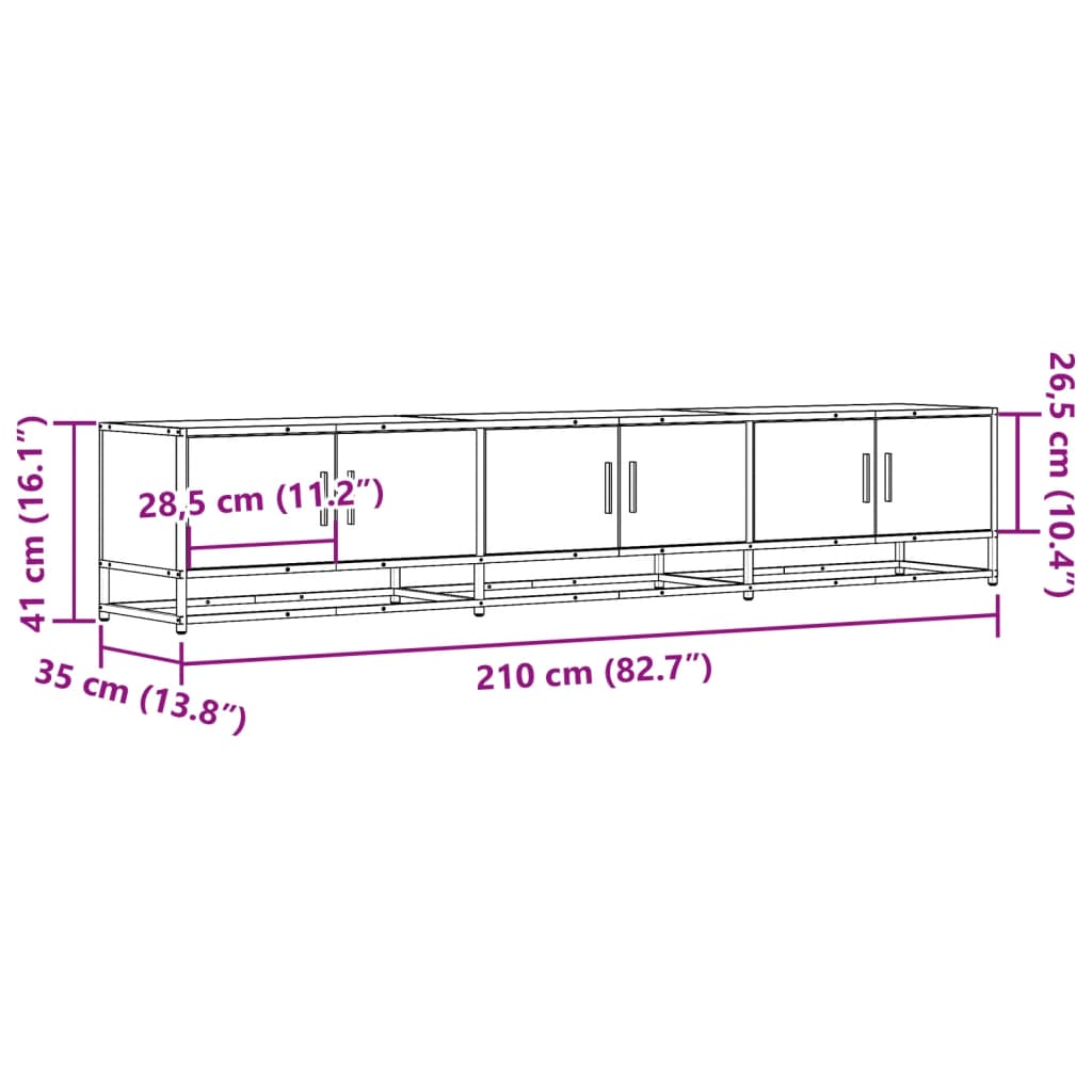 Tv-bänk sonoma-ek 210x35x41 cm konstruerat trä