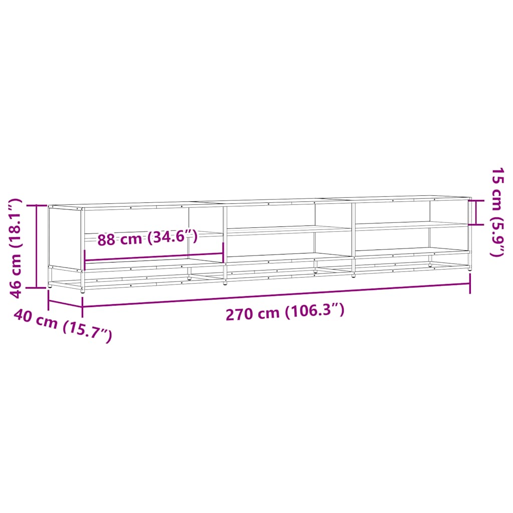 Tv-bänk sonoma-ek 270x40x46 cm konstruerat trä