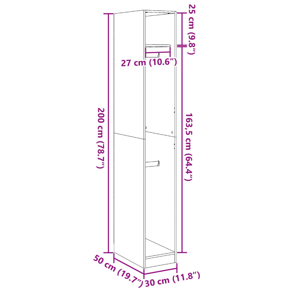 Garderob rökfärgad ek 30x50x200 cm konstruerat trä