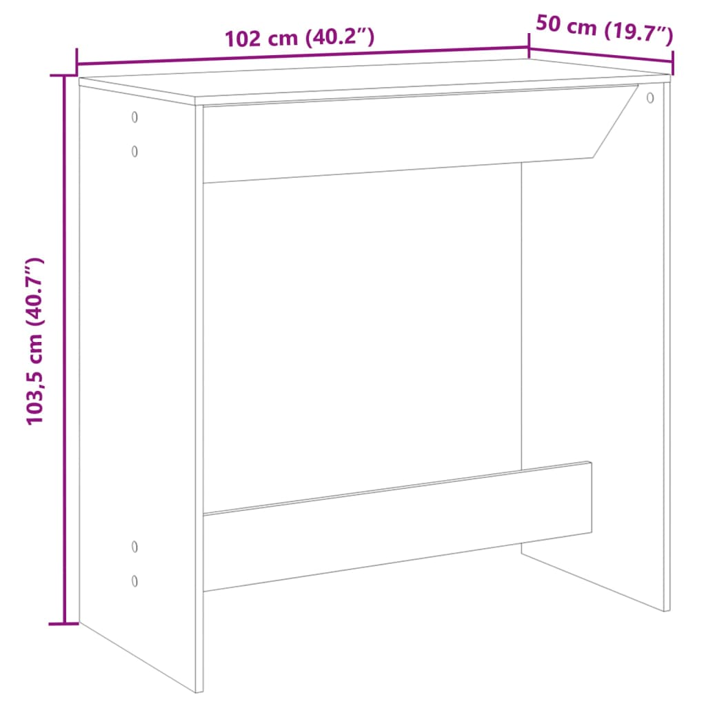 Barbord sonoma-ek 102x50x103,5 cm konstruerat trä