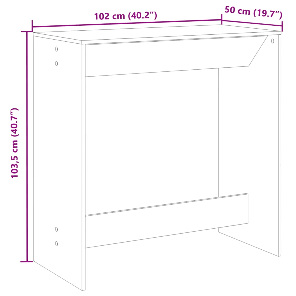 Barbord betonggrå 102x50x103,5 cm konstruerat trä