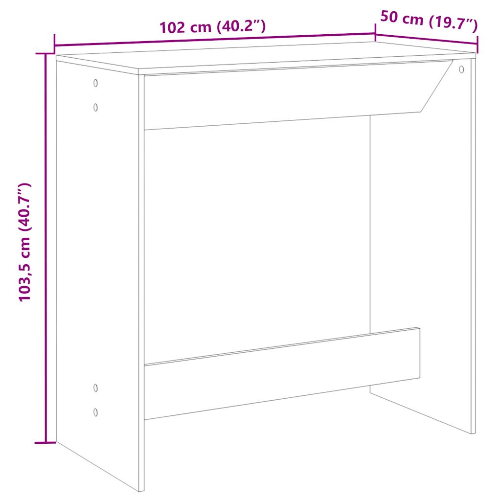 Barbord rökfärgad ek 102x50x103,5 cm konstruerat trä