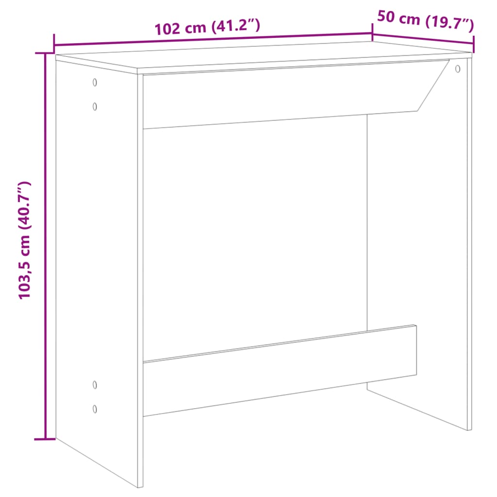 Barbord gammalt trä 102x50x103,5 cm konstruerat trä