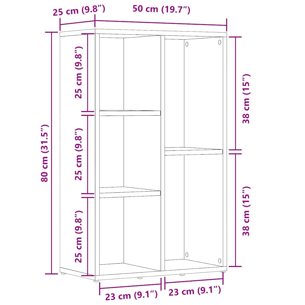 Bokhylla åldrat trä 50x25x80 cm konstruerat trä