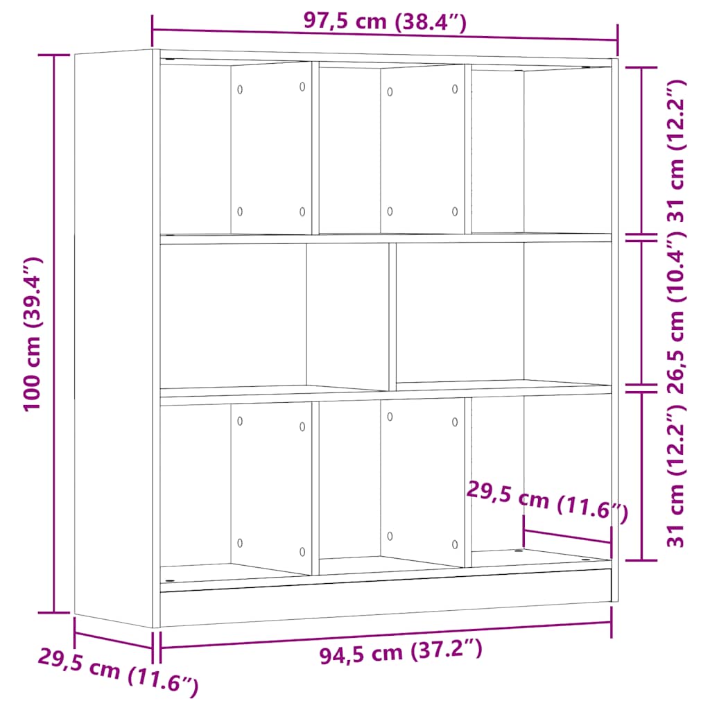 Bokhylla artisan ek 97,5x29,5x100 cm konstruerat trä