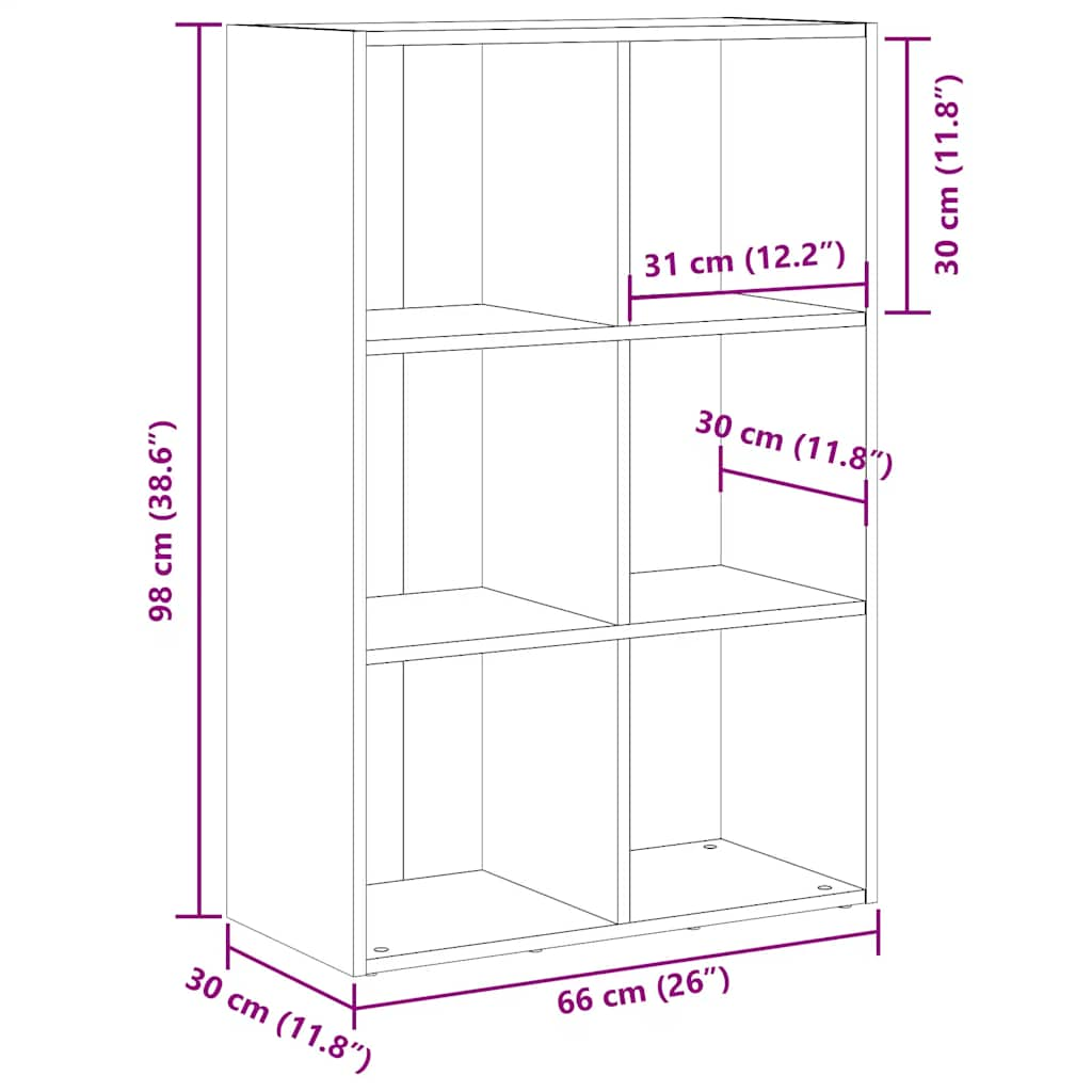 Bokskåp/skänk hantverksmässig ek 66x30x98 cm konstruerat trä