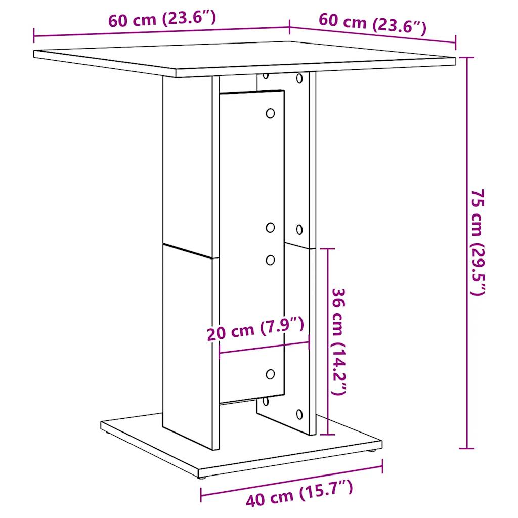 Bistrobord åldrat trä 60x60x75 cm konstruerat trä