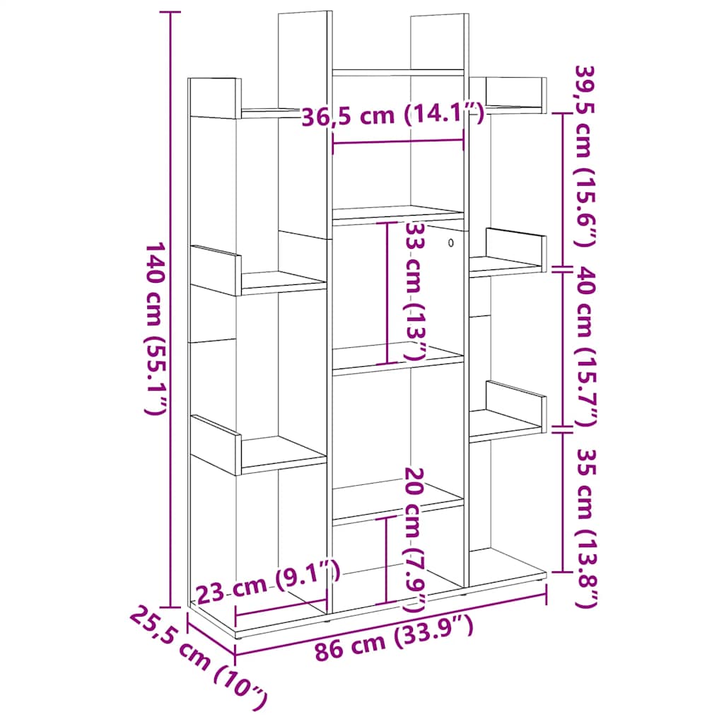 Bokhylla åldrat trä 86x25,5x140 cm konstruerat trä