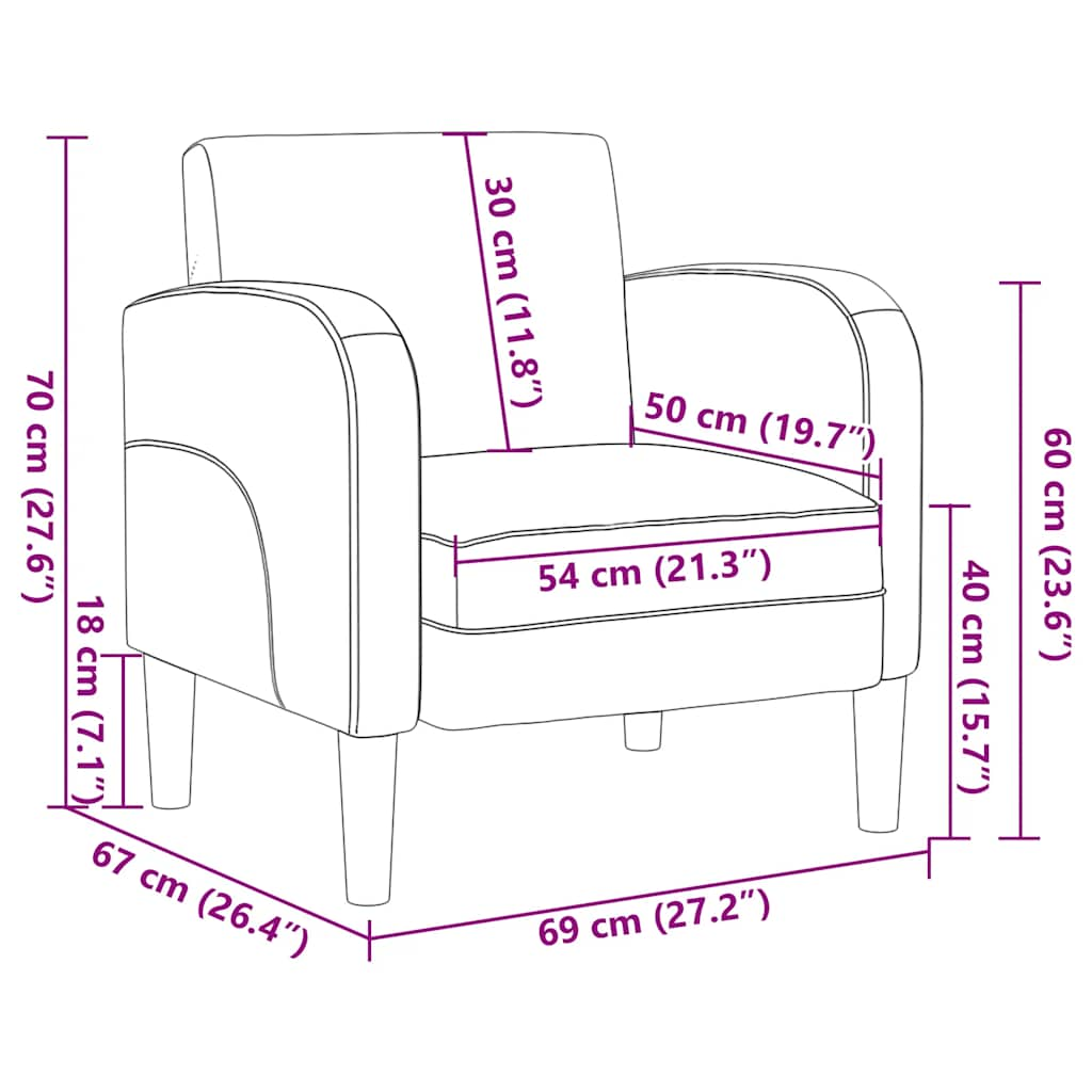 Soffstol med armstöd svart 54 cm konstläder