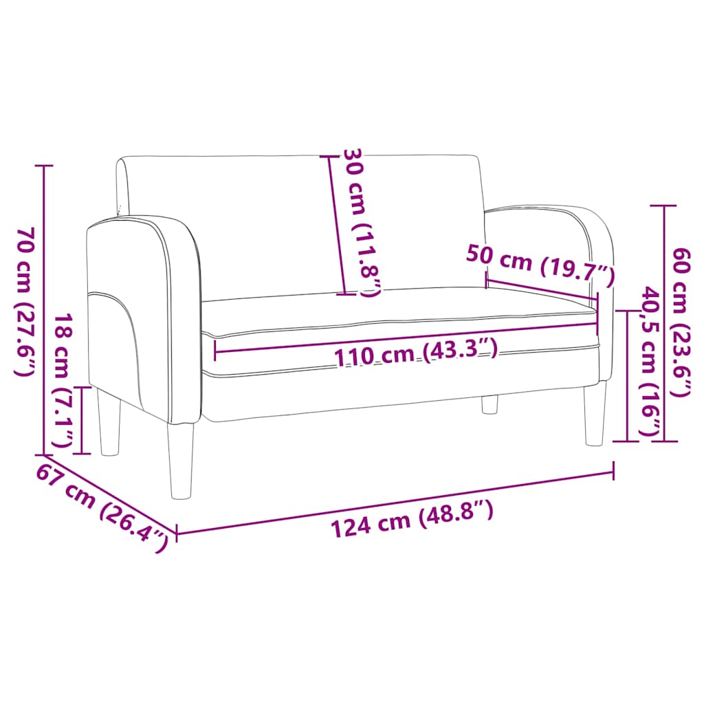 Loveseat soffa cappuccino 110 cm konstläder