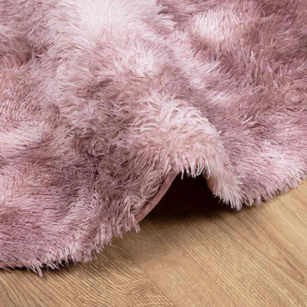 Ryamatta med lång lugg NAVARRA dammig rosa 100x100 cm polyester