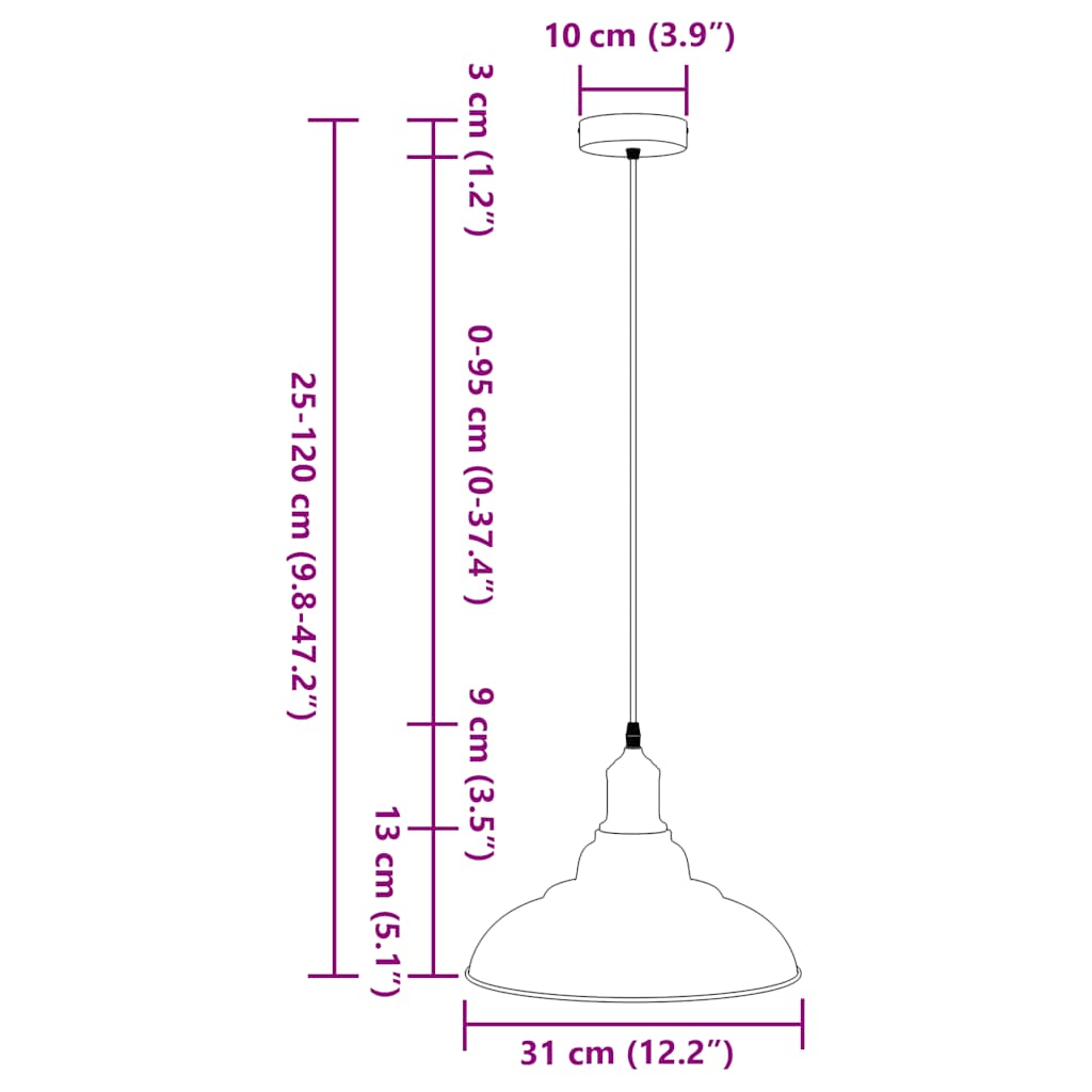 Taklampa höjdjusterbar E27 glans vit Ø 31 cm metall