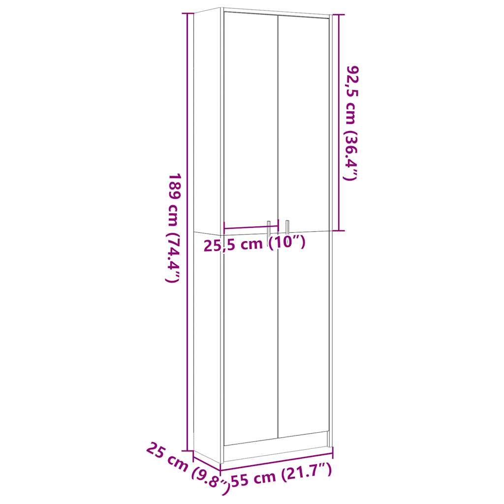 Hallgarderob sonoma-ek 55x25x189 cm konstruerat trä