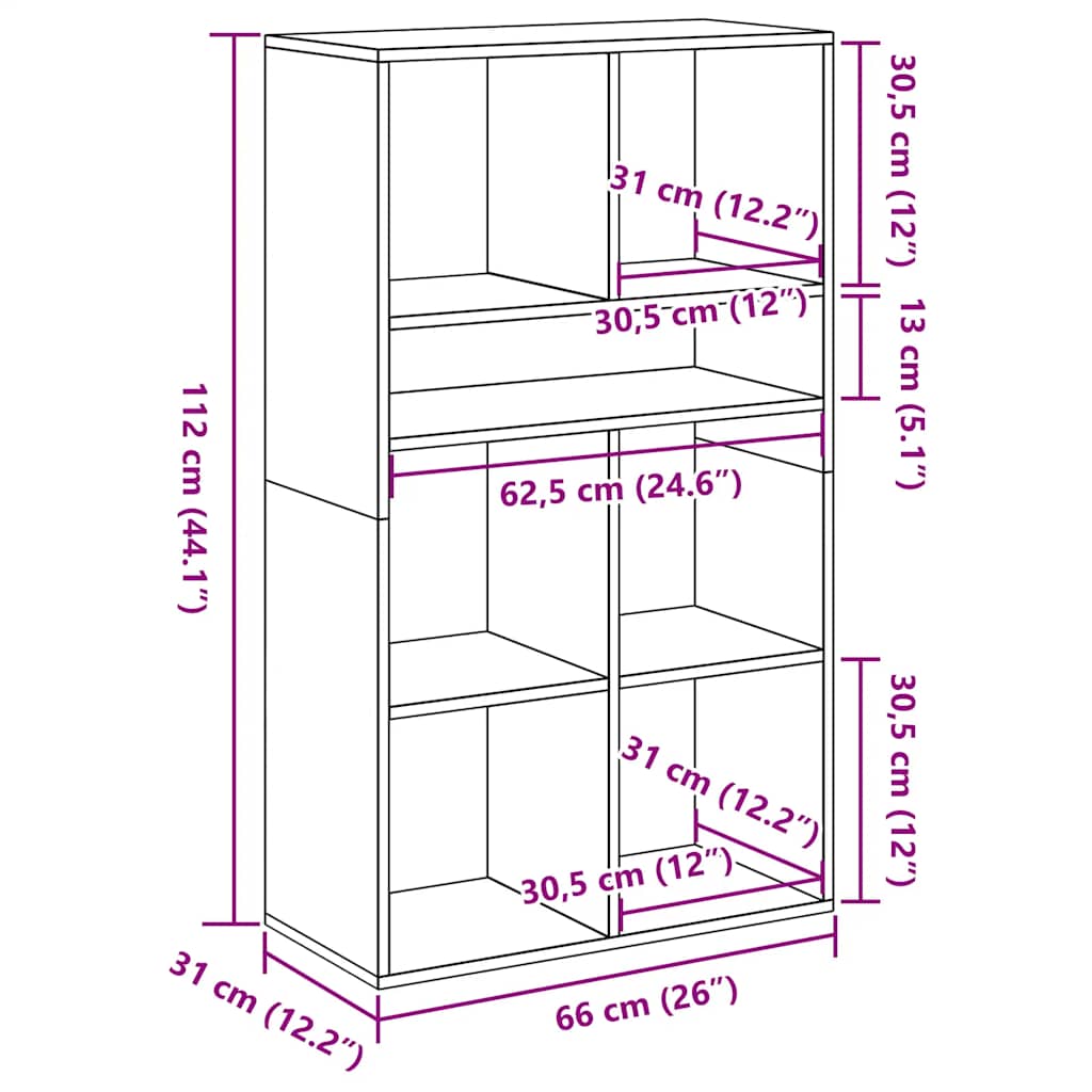 Bokhylla rökfärgad ek 66x31x112 cm konstruerat trä