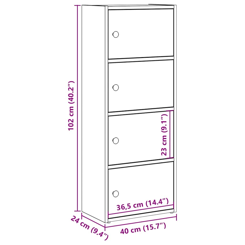 Bokhylla sonoma-ek 40x24x102 cm konstruerat trä