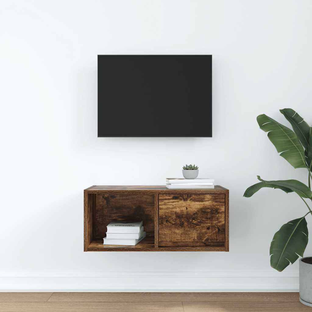 TV-bänk rökt ek 60x31x25,5 cm konstruerat trä