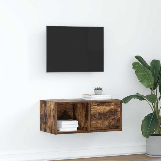 TV-bänk rökt ek 60x31x25,5 cm konstruerat trä