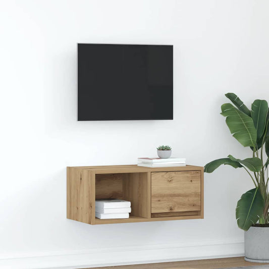 TV-bänk hantverksmässig ek 60x31x25,5 cm konstruerat trä