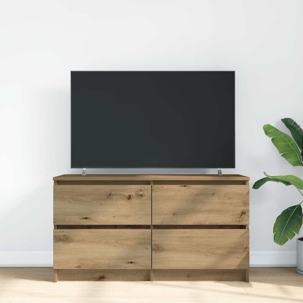 TV-bänk hantverksmässig ek 100x35x54 cm konstruerat trä