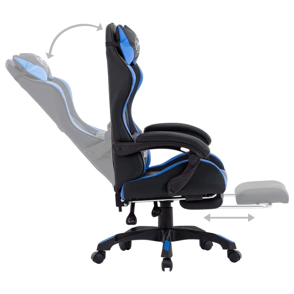 Gamingstol med fotstöd blå och svart konstläder - HQ5
