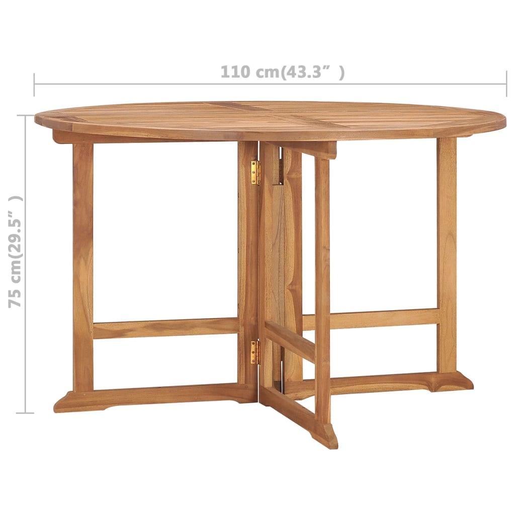 Hopfällbart matbord för trädgården Ø110x75 cm massiv teak - HQ5