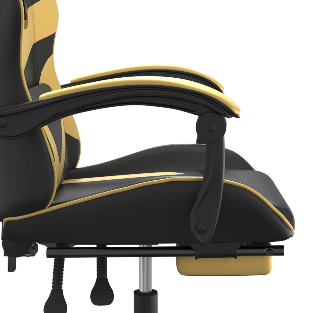 Gamingstol med fotstöd svart och guld konstläder - HQ5
