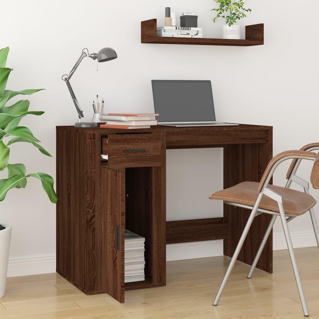 Skrivbord brun ek 100x49x75 cm konstruerat trä - HQ5