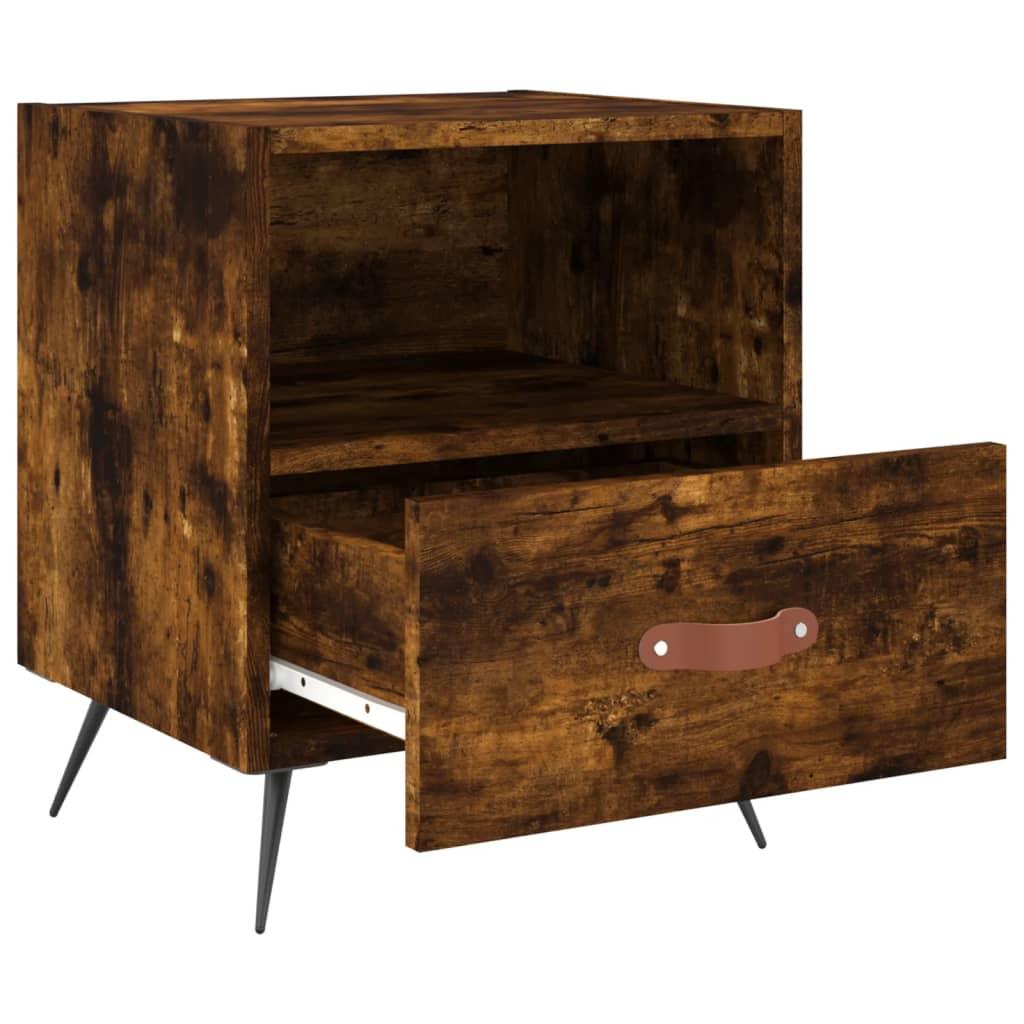 Sängbord rökfärgad ek 40x35x47,5 cm konstruerat trä - HQ5